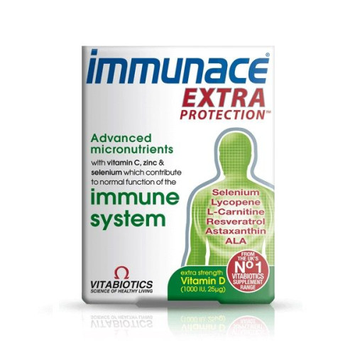 Vitabiotics Immunace Extra Protection for a Strong Immune System Without Preservatives 30 Tablets