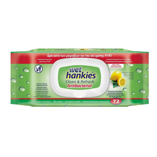 Wet Hankies Disinfectant Wet Wipes with Lemon 72 pcs