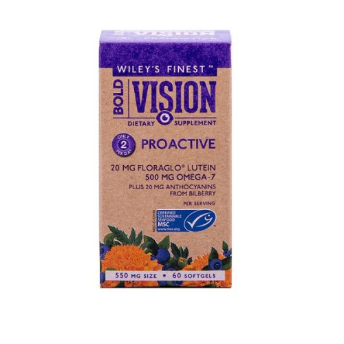Wiley’s Finest Wild Alaskan Fish Oil Bold Vision Proactive Omega 7 Fish Oil for Good Vision 60 Capsules
