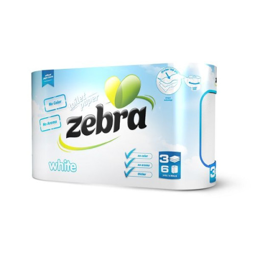 Zebra White Toilet Paper 6 Rolls
