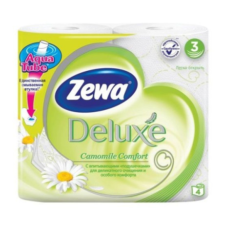 Zewa Deluxe Camomile Comfort Toilet Paper with Chamomile Scent 4 Rolls
