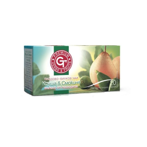 GT Fruit Herbal Tea with Pear and Fig with a Delicate Taste 0.05 oz (1.5 g) 20 Filter Bags