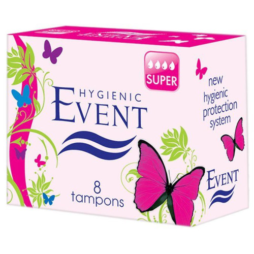Event Super Daily Feminine Pads with Natural Fibers Super Size 8 pcs