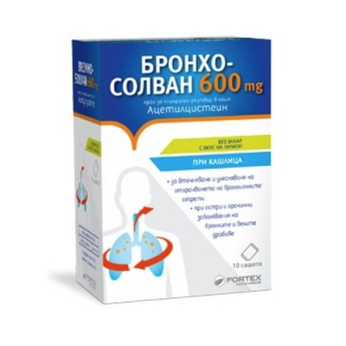 Fortex Bronchosolvan for Chronic Bronchitis and Difficulty Breathing 600 mg 10 Sachets