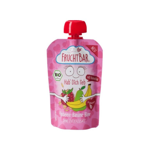 Fruchtbar Organic Puree Raspberry Banana Pear and Oat Milk 3.53 oz (100 g) - 3160