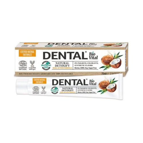Dental Biovital Natural Detoxify Detoxifying Toothpaste with Coconut Oil 2.54 fl oz (75 ml)