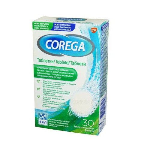 Corega 4-in-1 Tablets Antibacterial Cleaning of Dentures in 3 Minutes 30