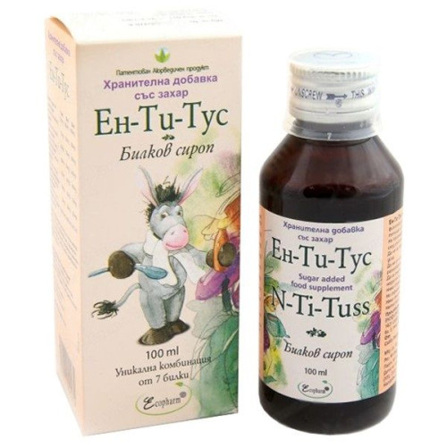 Ecopharm En-Ti-Tus Herbal Soothing Syrup for Acute Cough 3.38 fl oz (100 ml)