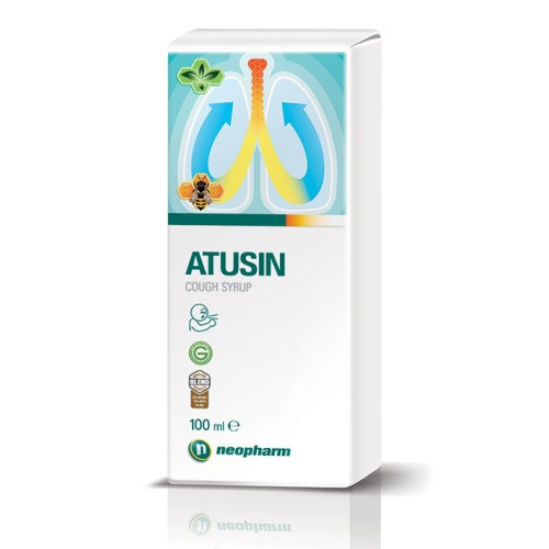 Neopharm Atusin Syrup for Severe Cough and Sore Throat 3.38 fl oz (100 ml)