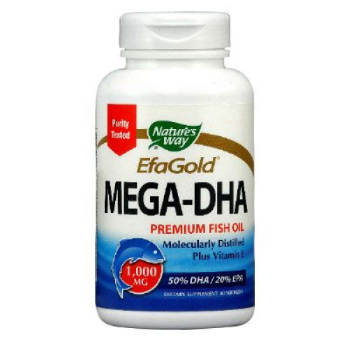 Nature's Way Mega Dha Fish Oil for a Healthy Heart and Cholesterol 1000 mg 60 Capsules