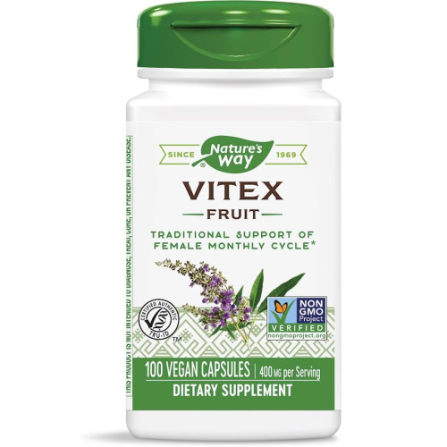 Nature's Way Vitex Fruit for Hormonal Balance for Women 400 mg 100 Capsules