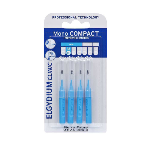 Elgydium Clinic Mono Compact Interdental Brush for Dental Plaque Blue 0.03" (0.8 mm) 4 pcs