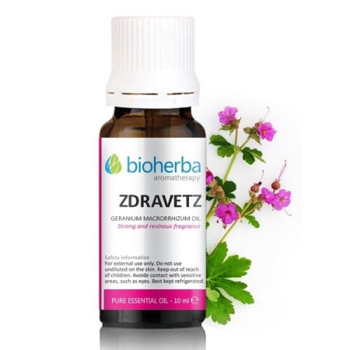 Bioherba Geranium Essential Oil with Toning and Rejuvenating Effect 0.34 fl oz (10 ml)