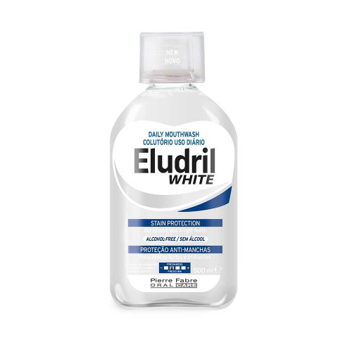 Eludril White Daily Mouthwash for Natural Tooth Color for Sensitive Teeth 16.91 fl oz (500 ml)