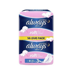 Always Sensitive Ultra Night Nighttime Sanitary Pads Highly Absorbent 2 x 7 pcs