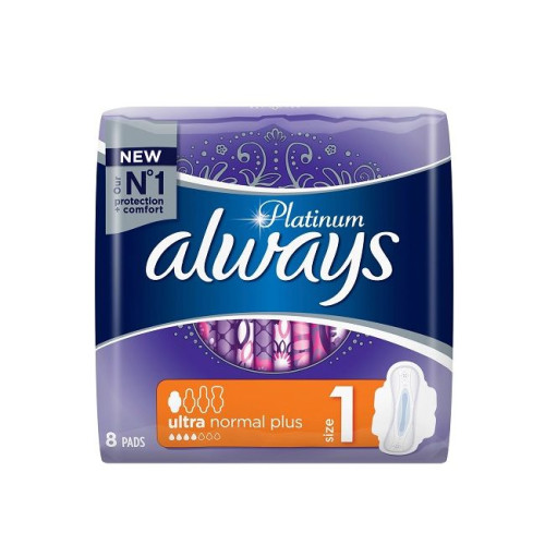 Always Platinum Ultra Normal+ Daily Sanitary Pads with Wings 8 pcs