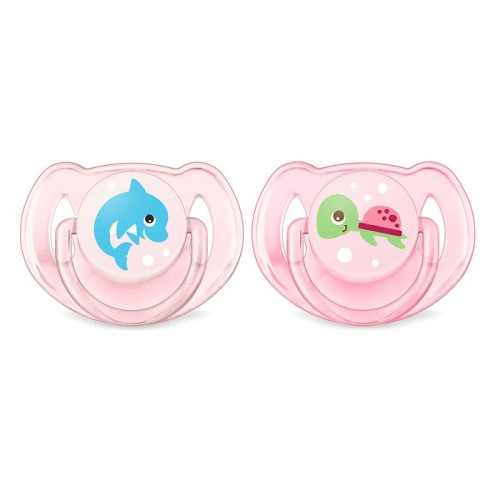Philips Avent Classic Soft Silicone Pacifier for Girls 6-18 Months 2 pcs