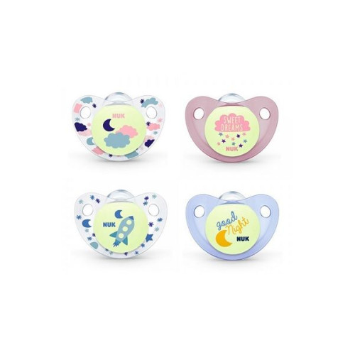 Nuk Night and Day Soft Silicone Pacifier That Glows in the Dark for Children Aged 0-6 Months 2 pcs