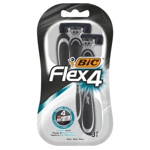 Bic Flex 4 Men's Razor with 4 Reusable Blades 3 pcs