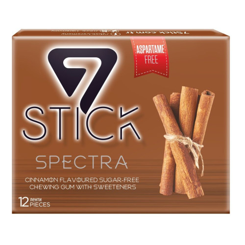 7Stick Spectra Cinnamon Sugar-Free and Aspartame-Free Gum Cinnamon Flavor 12 Strips