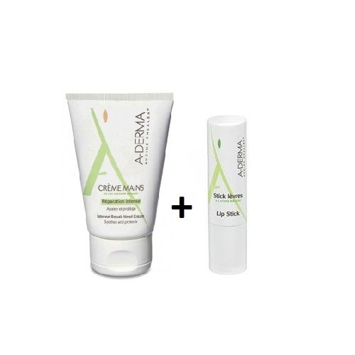 A-Derma Restorative Promo Set for Hands and Lips Cream and Stick