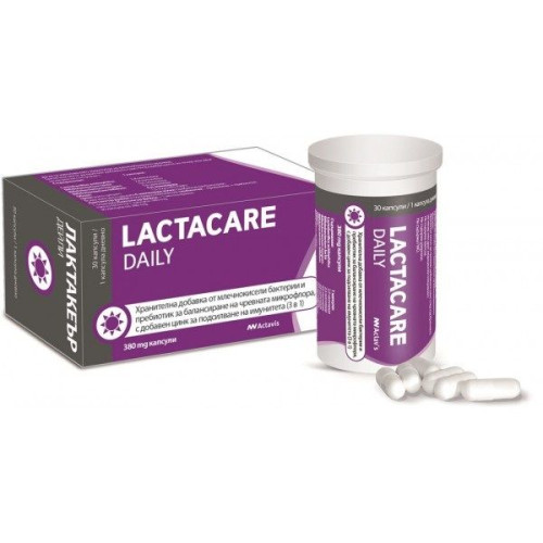 Lactacare Daily Synbiotic (probiotic + Prebiotic) + Zinc for Balanced Intestinal Microflora and Strong Immunity 380 mg 30 Capsules