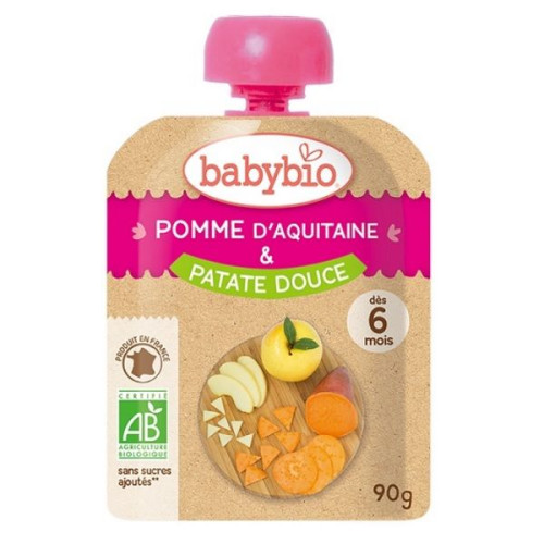 Babybio Organic Fruit and Vegetable Mousse with Apples and Sweet Potatoes for Children 6+ Months 3.17 oz (90 g)