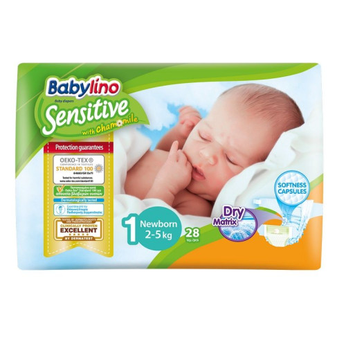 Babylino Sensitive 1 Newborn Diapers 4.4-11 lb (2-5 kg) 28 pcs