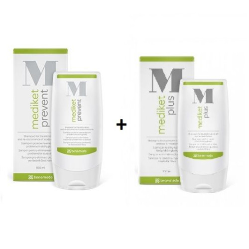 Benemedo Mediket Plus Promo Set Shampoo for Severe Dandruff and Shampoo for Mild Dandruff 3.38 fl oz (100 ml)