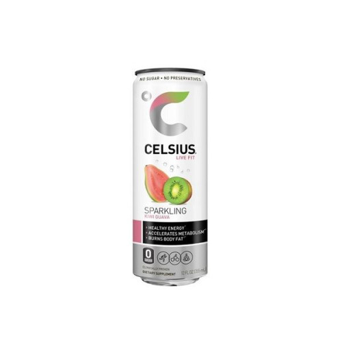 Celsius Sparking Carbonated Drink with Caffeine and Kiwi and Guava Flavor 12 fl oz (355 ml)