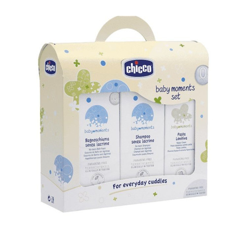 Chicco Baby Moments Set 0+ Promo Set for Babies Bath Foam Shampoo and Diaper Rash Cream