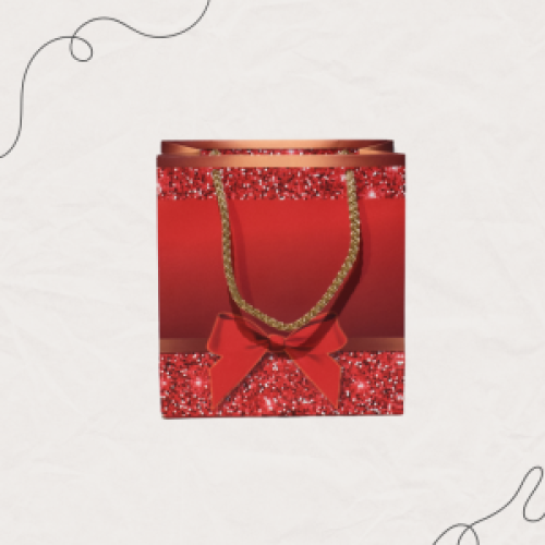 Elite Gift Paper Bag - Red Ribbon Square