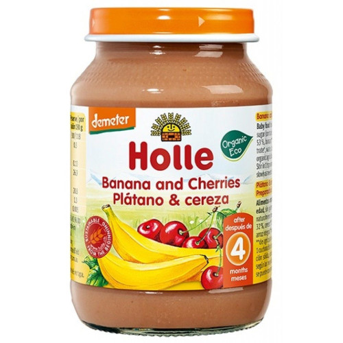 Holle Organic Banana and Cherry Puree for Babies 4+ Months 6.7 oz (190 g)