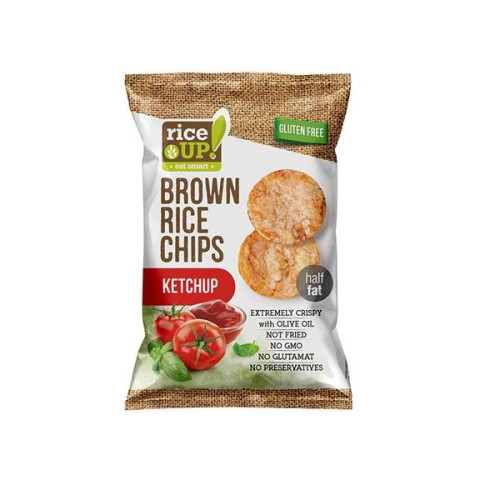 Rice Up Brown Rice Chips Ketchup Brown Whole Grain Rice Chips with Ketchup Gluten-Free 2.12 oz (60 g)