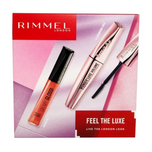 Rimmel Feel the Luxe Promo Set Oh My Gloss Lip Gloss Wonder'luxe Volume Mascara for Voluminous Lashes