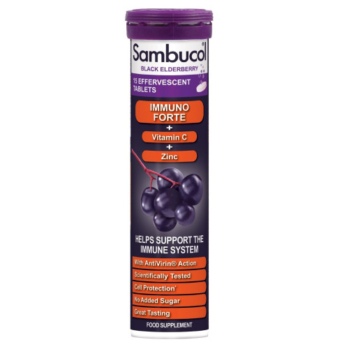 Sambucol Immuno Forte for Colds and Flu 15 Effervescent Tablets