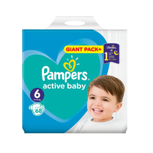 Pampers Active Baby Giant Set 6 Maxi Junior Diapers for Children 28.7-39.7 lb (13-18 kg) 68 pcs