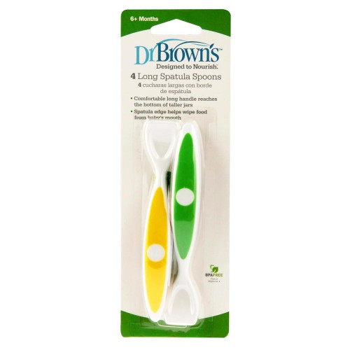 Dr. Brown's Design to Nourish Long Spoons - Spatulas for Children 6+ Months 4 pcs