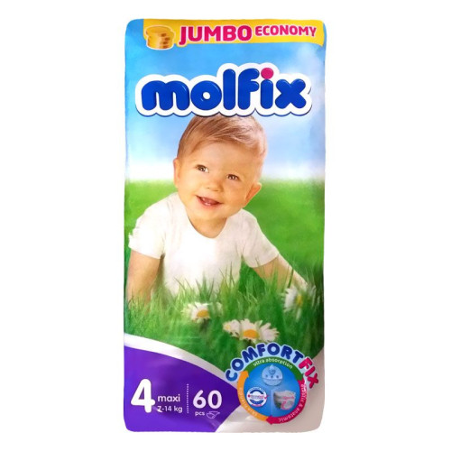 Molfix 4 Maxi Diapers for Babies and Children 15.4-30.9 lb (7-14 kg) 60 pcs