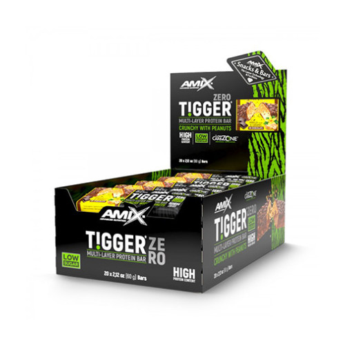 Amix Tigger Zero Bar Box Black Chocolate and Caramel 20 x 2.12 oz (60 g)