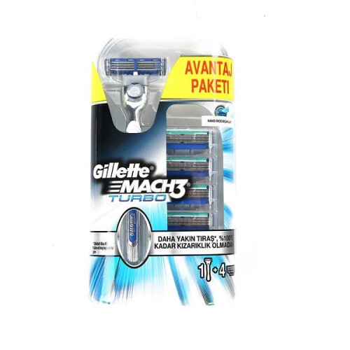 Gillette Mach 3 Turbo Men's Razor with 4 Blades