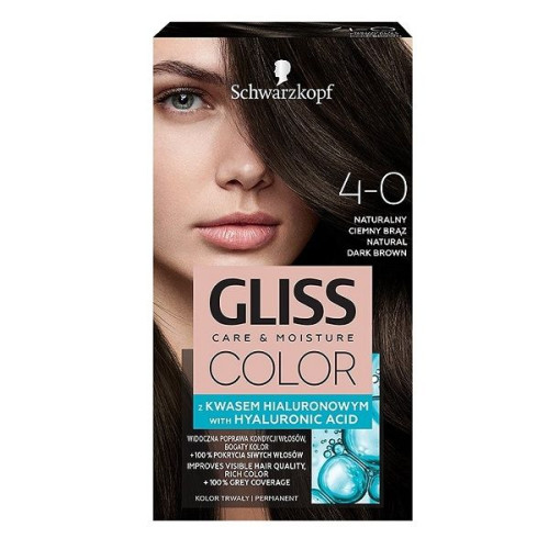 Gliss Color Permanent Hair Color 4-0 Natural Dark Brown