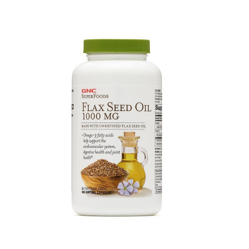 GNC Flax Oil 1000 mg - Source of Omega Fatty Acids 180 Capsules