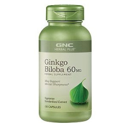 GNC Herbal Plus Ginkgo Biloba for Strong Memory and Good Circulation 60 mg 100 Capsules