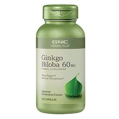 GNC Herbal Plus Ginkgo Biloba for Strong Memory and Good Circulation 60 mg 100 Capsules