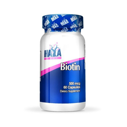 Haya Labs Biotin for Healthy Hair Skin and Nails 500 mcg 60 Capsules