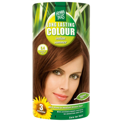 Hennaplus Long Lasting Color Long-Lasting Hair Dye with Organic Extracts Color 5.4 Indian Summer