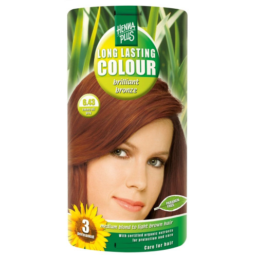 Hennaplus Long Lasting Color Long-Lasting Hair Dye with Organic Extracts Color 6.43 Brilliant Bronze