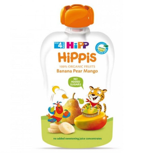 Hipp Organic Happy Fruit Snack with Banana Pear and Mango for Children 4+ Months 3.53 oz (100 g)
