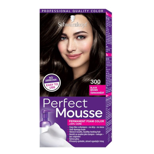 Schwarzkopf Perfect Mousse Permanent Ammonia-Free Mousse Hair Color Black-Brown 300